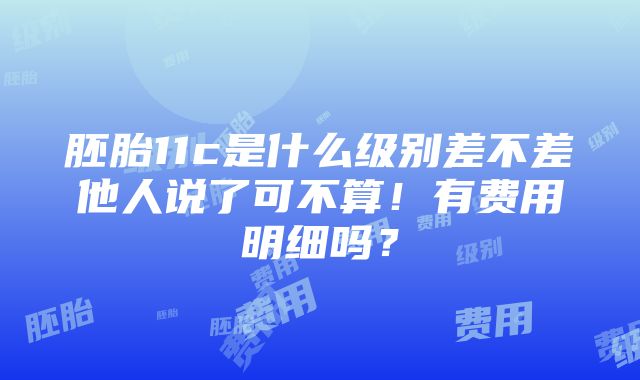 胚胎11c是什么级别差不差他人说了可不算！有费用明细吗？