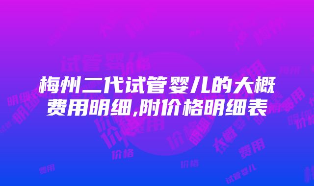 梅州二代试管婴儿的大概费用明细,附价格明细表