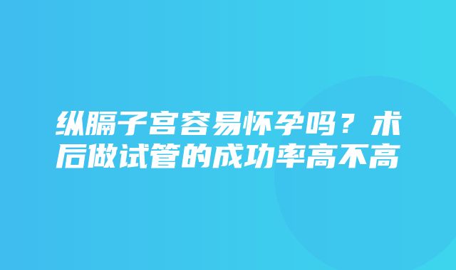 纵膈子宫容易怀孕吗？术后做试管的成功率高不高