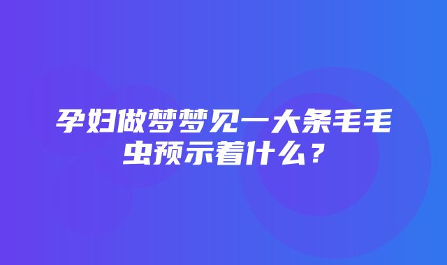 孕妇做梦梦见一大条毛毛虫预示着什么？