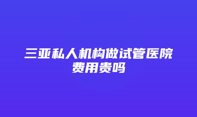 三亚私人机构做试管医院费用贵吗