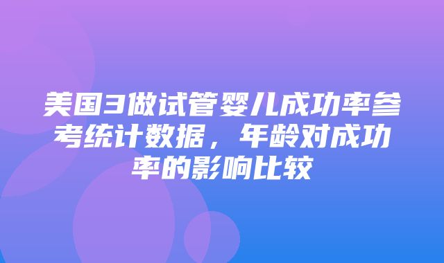 美国3做试管婴儿成功率参考统计数据，年龄对成功率的影响比较