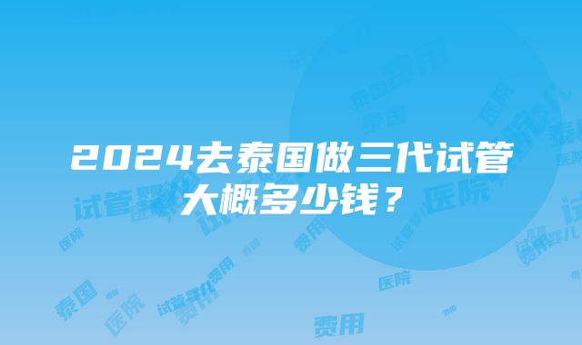 2024去泰国做三代试管大概多少钱？