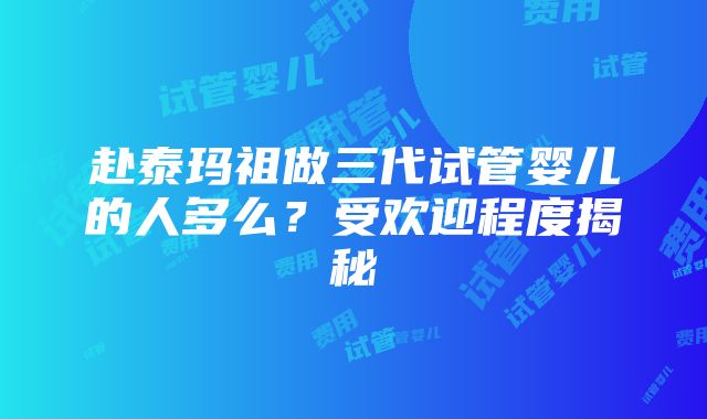 赴泰玛祖做三代试管婴儿的人多么？受欢迎程度揭秘