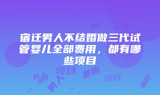 宿迁男人不结婚做三代试管婴儿全部费用，都有哪些项目