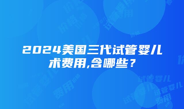 2024美国三代试管婴儿术费用,含哪些？