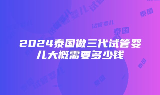 2024泰国做三代试管婴儿大概需要多少钱