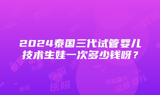 2024泰国三代试管婴儿技术生娃一次多少钱呀？