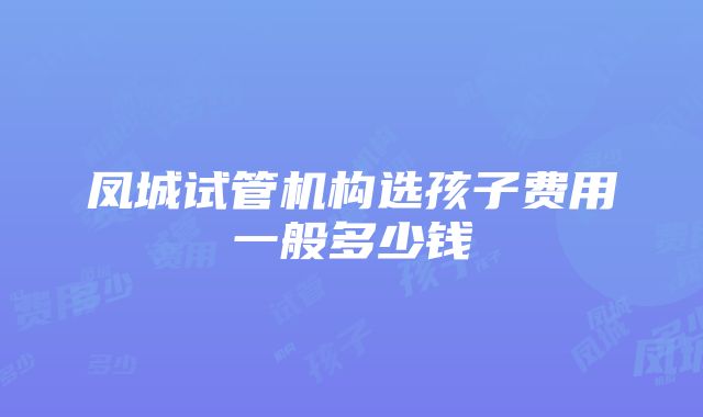 凤城试管机构选孩子费用一般多少钱