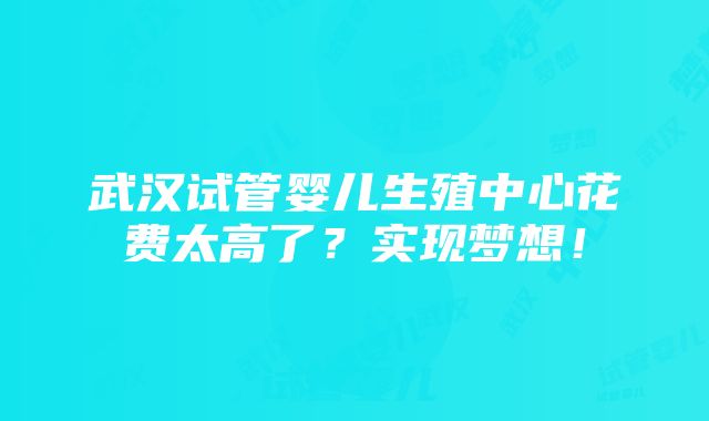 武汉试管婴儿生殖中心花费太高了？实现梦想！