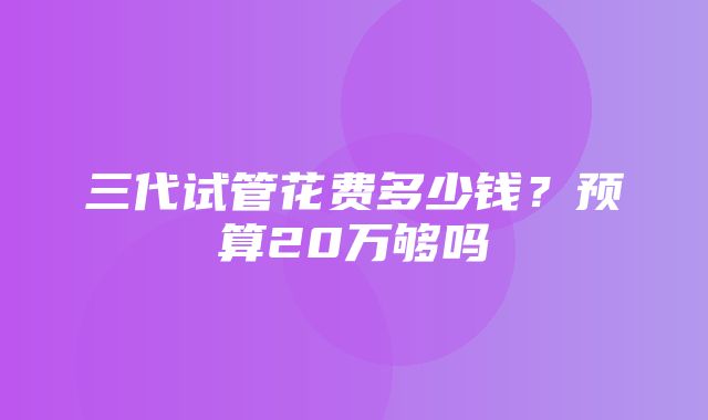 三代试管花费多少钱？预算20万够吗