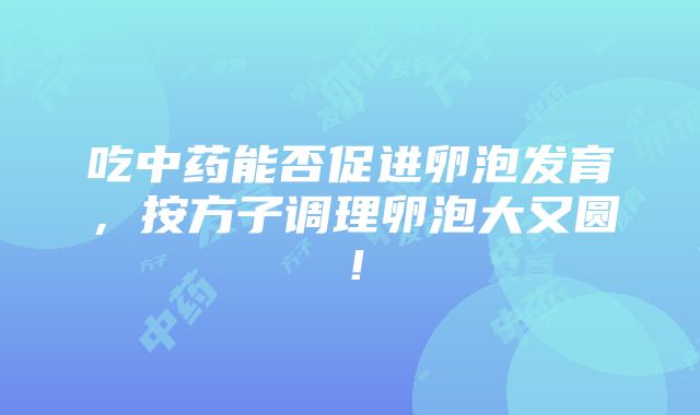 吃中药能否促进卵泡发育，按方子调理卵泡大又圆！