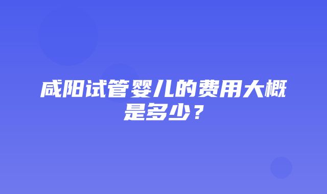 咸阳试管婴儿的费用大概是多少？