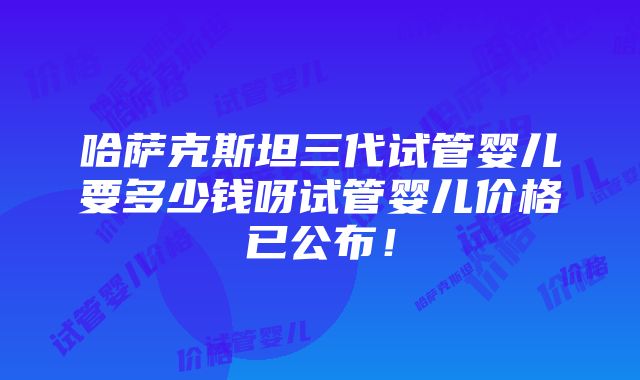 哈萨克斯坦三代试管婴儿要多少钱呀试管婴儿价格已公布！