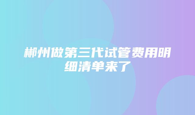 郴州做第三代试管费用明细清单来了