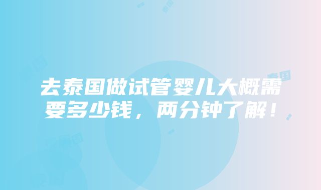 去泰国做试管婴儿大概需要多少钱，两分钟了解！