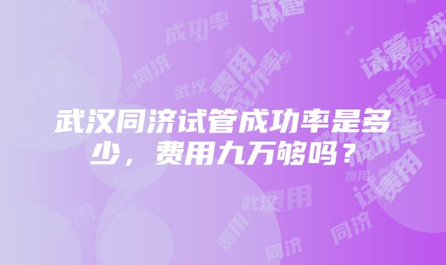 武汉同济试管成功率是多少，费用九万够吗？