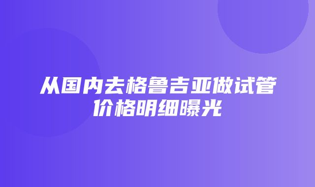 从国内去格鲁吉亚做试管价格明细曝光