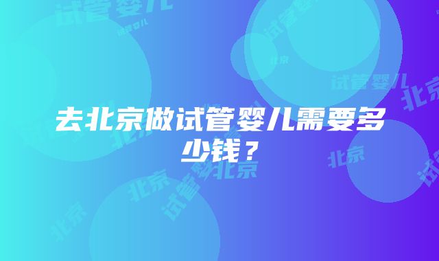 去北京做试管婴儿需要多少钱？