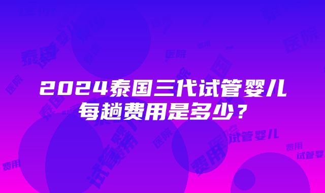 2024泰国三代试管婴儿每趟费用是多少？