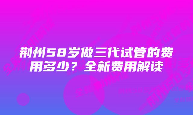 荆州58岁做三代试管的费用多少？全新费用解读