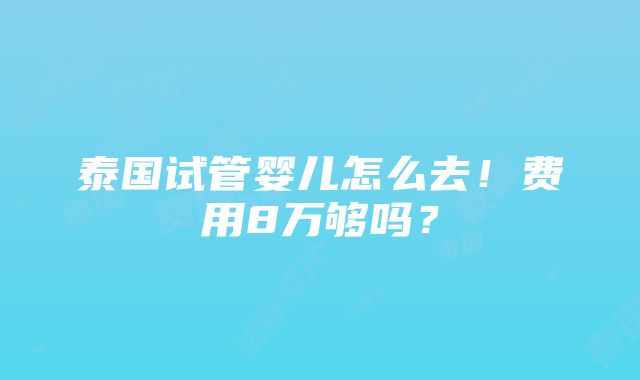 泰国试管婴儿怎么去！费用8万够吗？