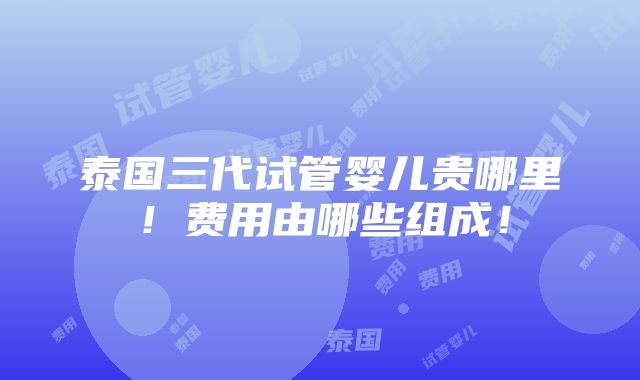 泰国三代试管婴儿贵哪里！费用由哪些组成！