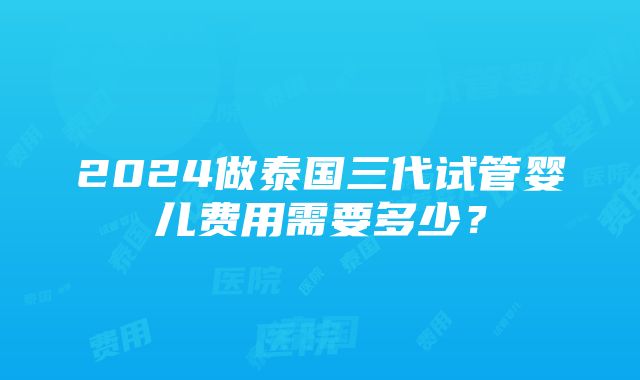 2024做泰国三代试管婴儿费用需要多少？