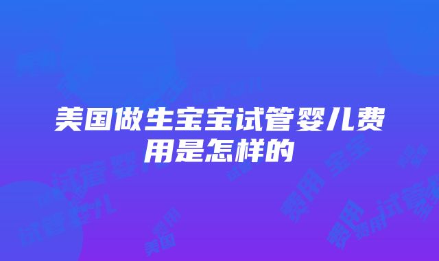 美国做生宝宝试管婴儿费用是怎样的