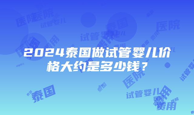 2024泰国做试管婴儿价格大约是多少钱？