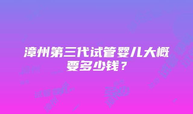 漳州第三代试管婴儿大概要多少钱？