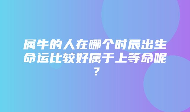 属牛的人在哪个时辰出生命运比较好属于上等命呢？