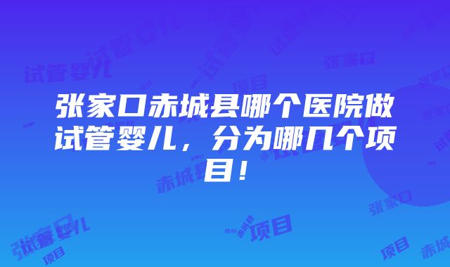 张家口赤城县哪个医院做试管婴儿，分为哪几个项目！