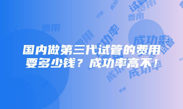 国内做第三代试管的费用要多少钱？成功率高不！