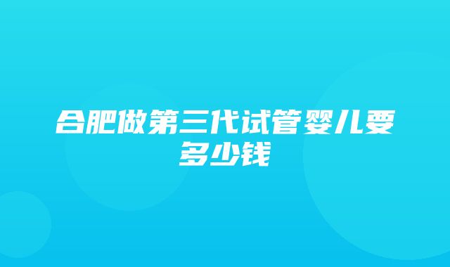 合肥做第三代试管婴儿要多少钱