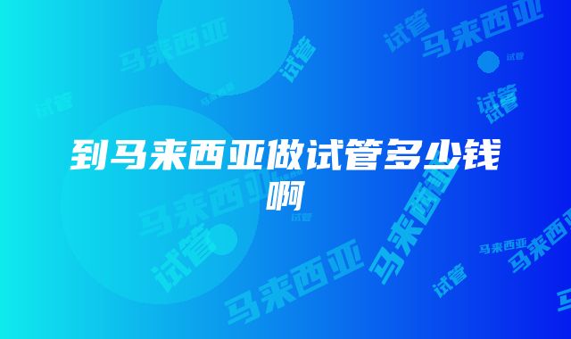 到马来西亚做试管多少钱啊