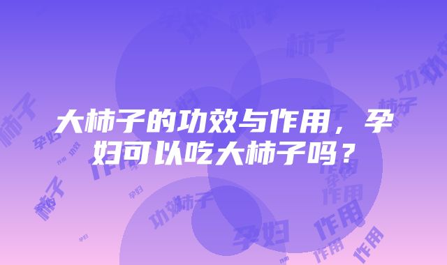 大柿子的功效与作用，孕妇可以吃大柿子吗？