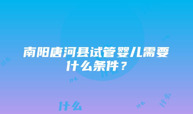 南阳唐河县试管婴儿需要什么条件？