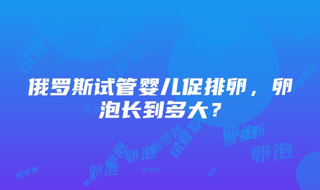 俄罗斯试管婴儿促排卵，卵泡长到多大？