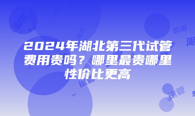 2024年湖北第三代试管费用贵吗？哪里最贵哪里性价比更高