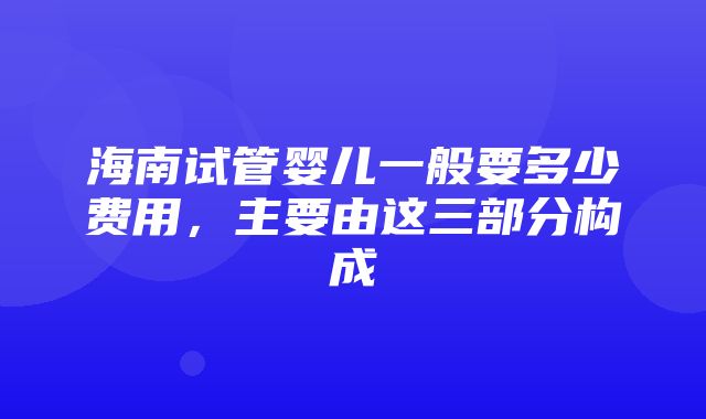 海南试管婴儿一般要多少费用，主要由这三部分构成