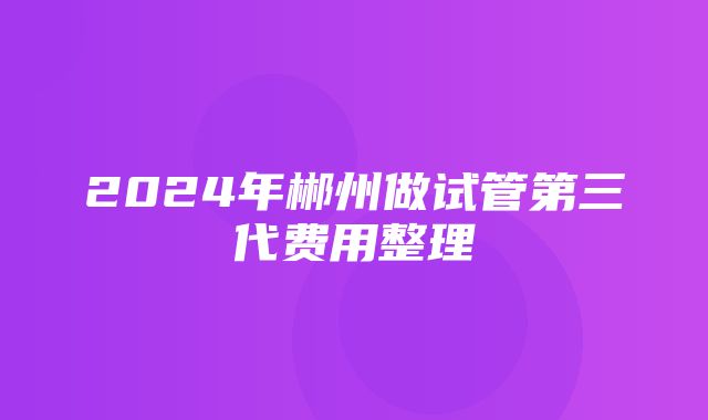 2024年郴州做试管第三代费用整理