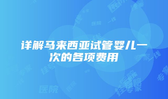 详解马来西亚试管婴儿一次的各项费用