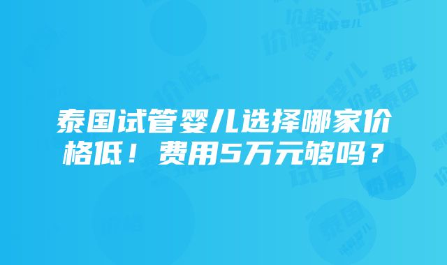 泰国试管婴儿选择哪家价格低！费用5万元够吗？