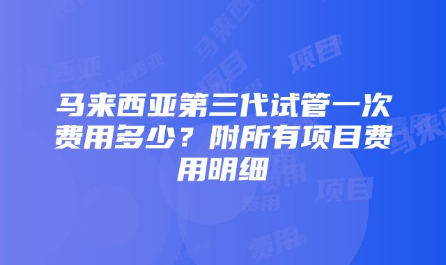 马来西亚第三代试管一次费用多少？附所有项目费用明细