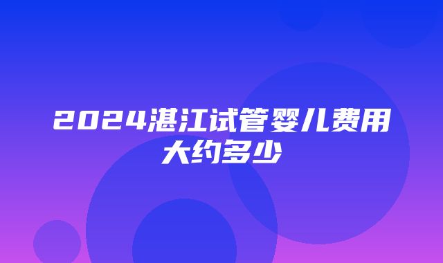 2024湛江试管婴儿费用大约多少