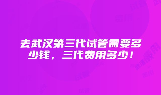 去武汉第三代试管需要多少钱，三代费用多少！