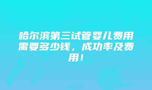 哈尔滨第三试管婴儿费用需要多少钱，成功率及费用！