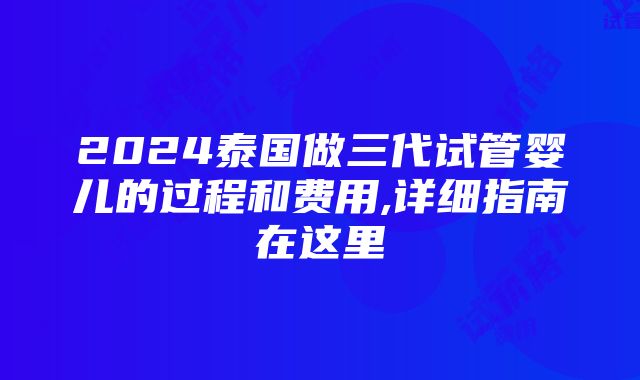 2024泰国做三代试管婴儿的过程和费用,详细指南在这里