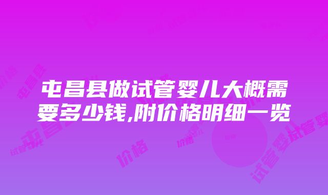 屯昌县做试管婴儿大概需要多少钱,附价格明细一览